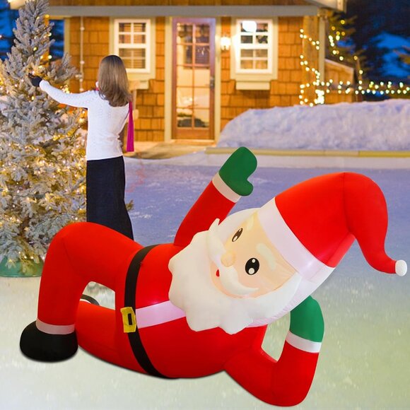 🆕12FT Christmas Inflatables Lying Santa with Built in LED Outdoor Decorations - Picture 6 of 10